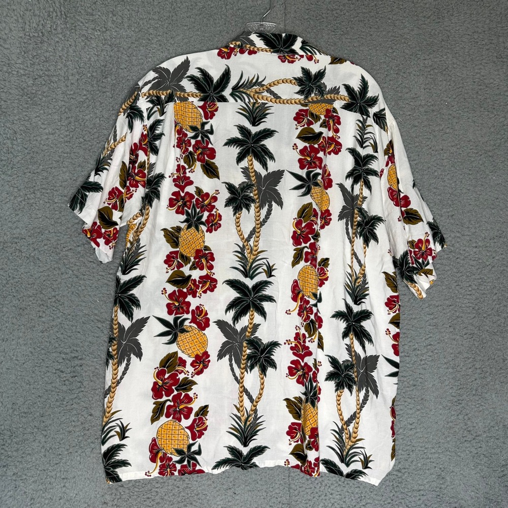 Pineapple Connection Mens Large Hawaiian Shirt Rayon Tropical Pineapple Hibiscus - Picture 2 of 6